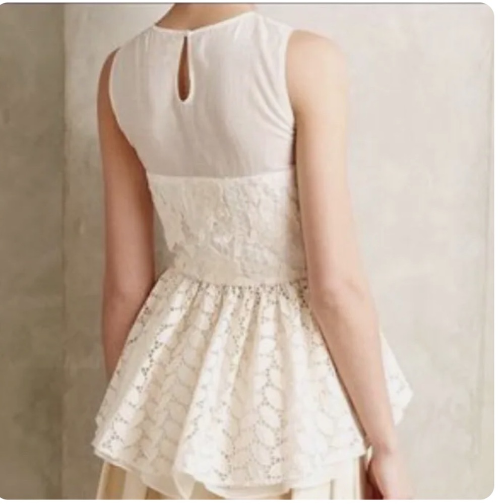 Anthropologie Floreat Trois Lace Peplum Tank Top Blouse